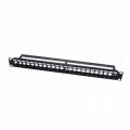 PATCH PANEL MODULARE (VUOTO), 24 POSTI UTP, CON GUIDACAVI POSTERIORE