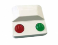 RIPETITORE OTTICO 12/24Vdc A LED ROSSO/VERDE (20mm), FISSO O LAMPEGGIANTE, CONTENITORE BIANCO, COLLEGAMENTO A MORSETTI