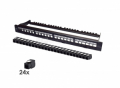 PATCH PANEL VUOTO, CON 24 FRUTTI KEYSTONE CAT6 UTP TOOLLESS, FORMATO RACK 19