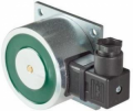 FERMO ELETTROMAGNETICO 1500N 24Vdc 100mA - IP65 (CON DIODI DI PROTEZIONE E CONNETTORE), COMPLETO DI ANCORAGGIO FISSO (S02160)