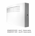 AVVISATORE ACUSTICO/LUMINOSO KSENIA, MOD. vox-C, COLORE GRIGIO PERLA, PER ESTERNO AUTOALIMENTATA A BASSO ASSORBIMENTO, ALTOPARLANTE MAGNETODINAMICO PER ALLARME, LED ARANCIO, DIM. 310X226X92