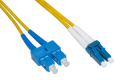 CAVO FIBRA OTTICA LC-SC OS2, 9/125 SINGLEMODE DUPLEX, GUAINA HALOGENFREE LSZH COLORE GIALLO, 2 METRI