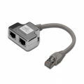 ADATTATORE SCHERMATO PER CAT. 5E PER 2 LINEE RJ45 SU UN UNICO CAVO